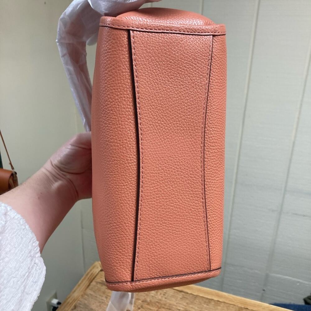 New Coach Purse Coral Pebbled Leather Shoulder Bag Crossbody - Picture 9 of 12